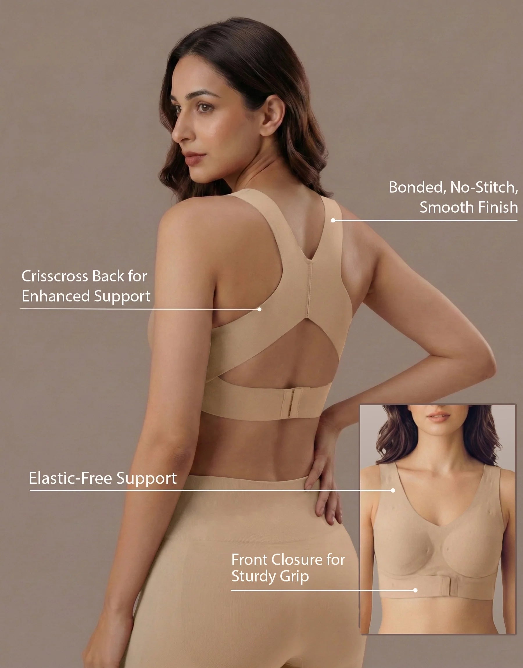Bonded Gym Bra with Crisscross Back | Padded | Breathable Cotton  (SB-997)