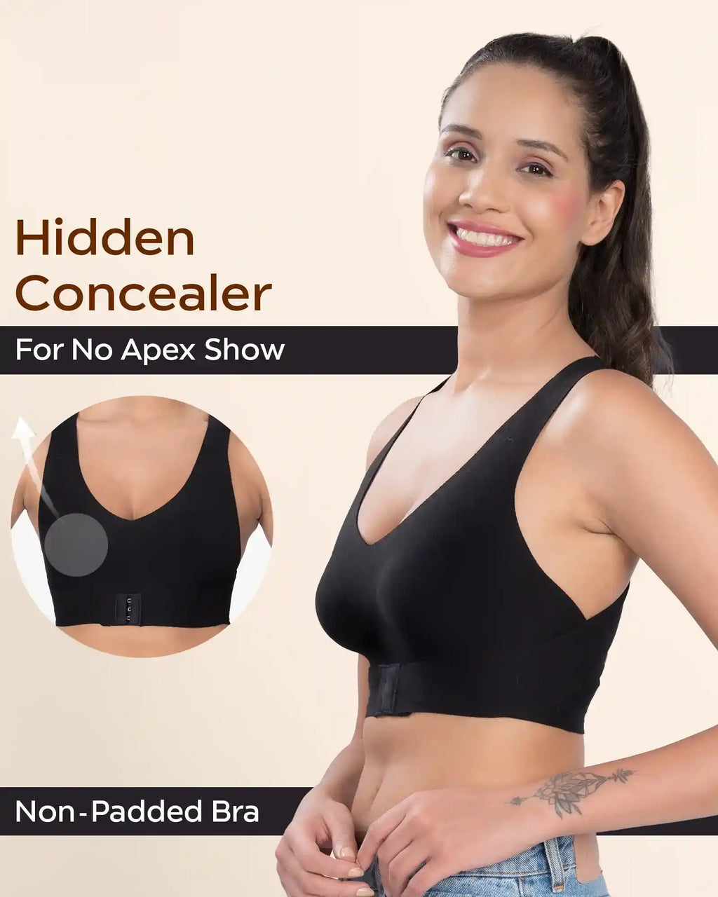 Swanz  Bonded Breathable Cotton Non-Padded Gym Bra with Posture Support (SB-995)