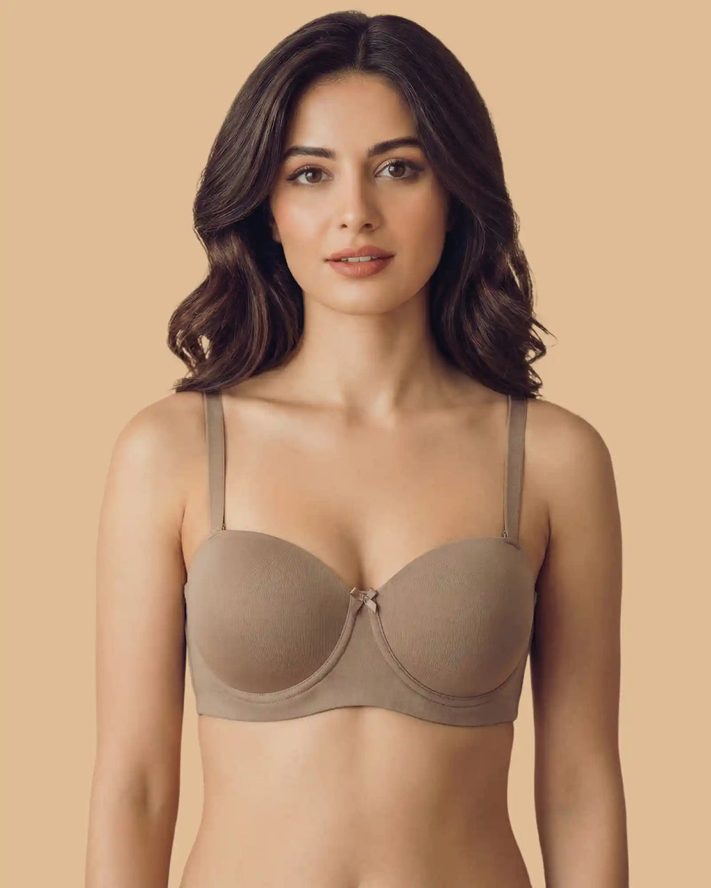 Swanz  Bonded Demi-Cup Padded Cotton Spandex Bra (SB-91012)(Fawn)