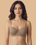 Swanz  Bonded Demi-Cup Padded Cotton Spandex Bra (SB-91012)(Fawn)