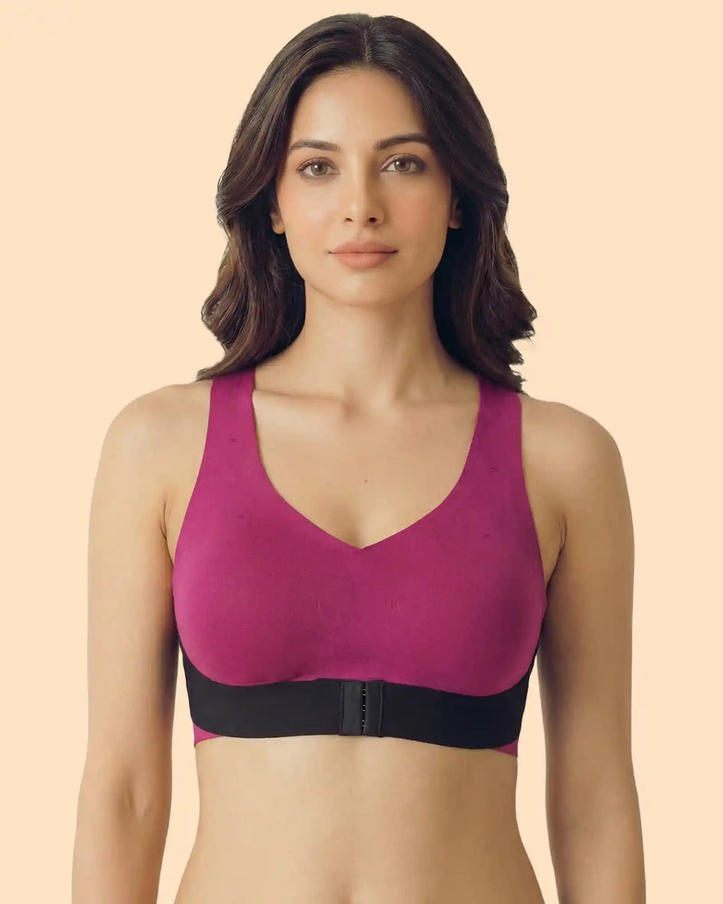 Bonded Gym Bra with Crisscross Back | Padded | Breathable Cotton (TW-SB-9977-WIN+BLK)