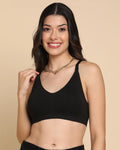 Swanz  Bonded Breathable Cotton Non-Padded Full-Coverage Bra with Hidden Concealer (SB-935-Black)