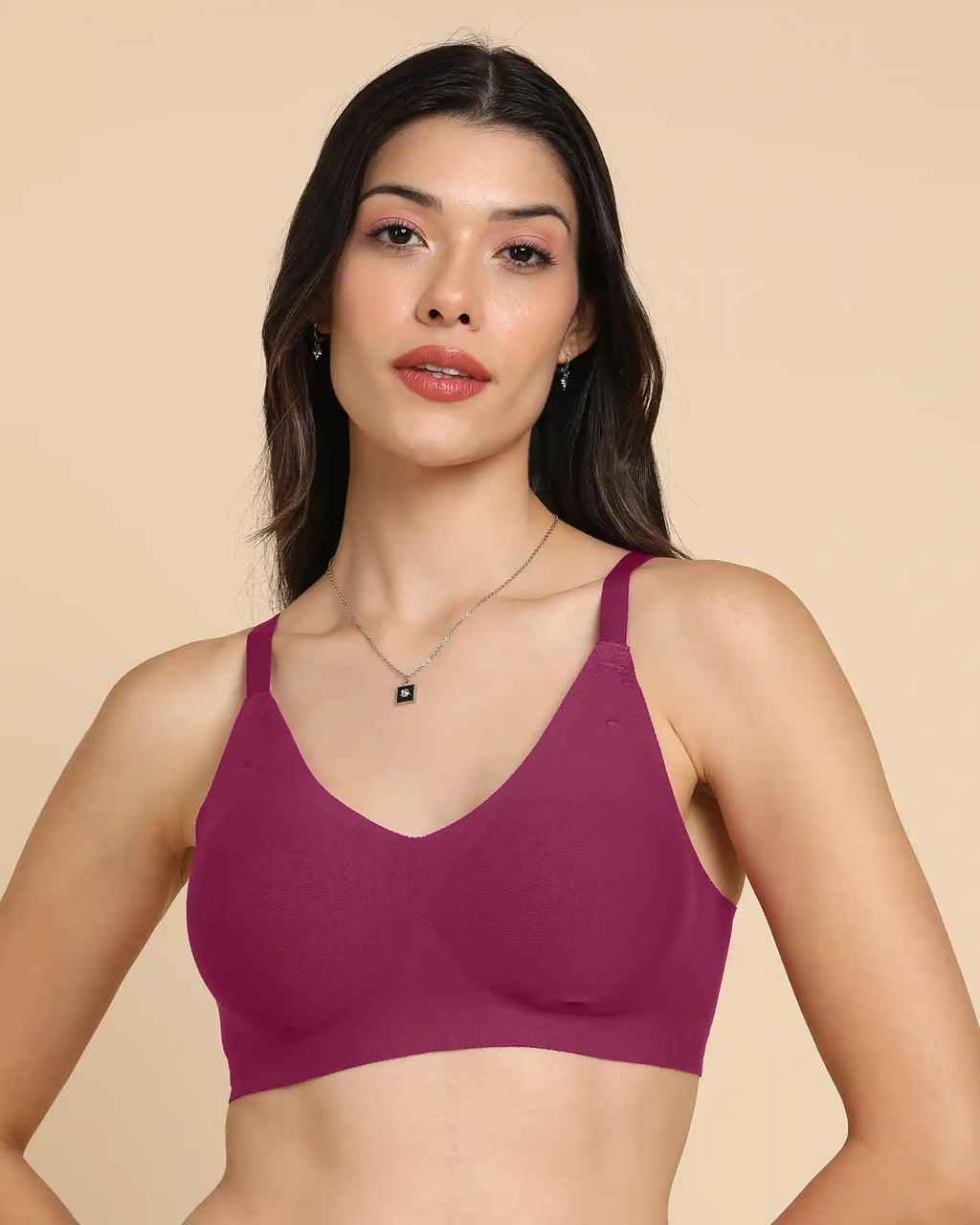 Swanz  Bonded Breathable Cotton Padded Full-Coverage Bra (SB-938-Wine)