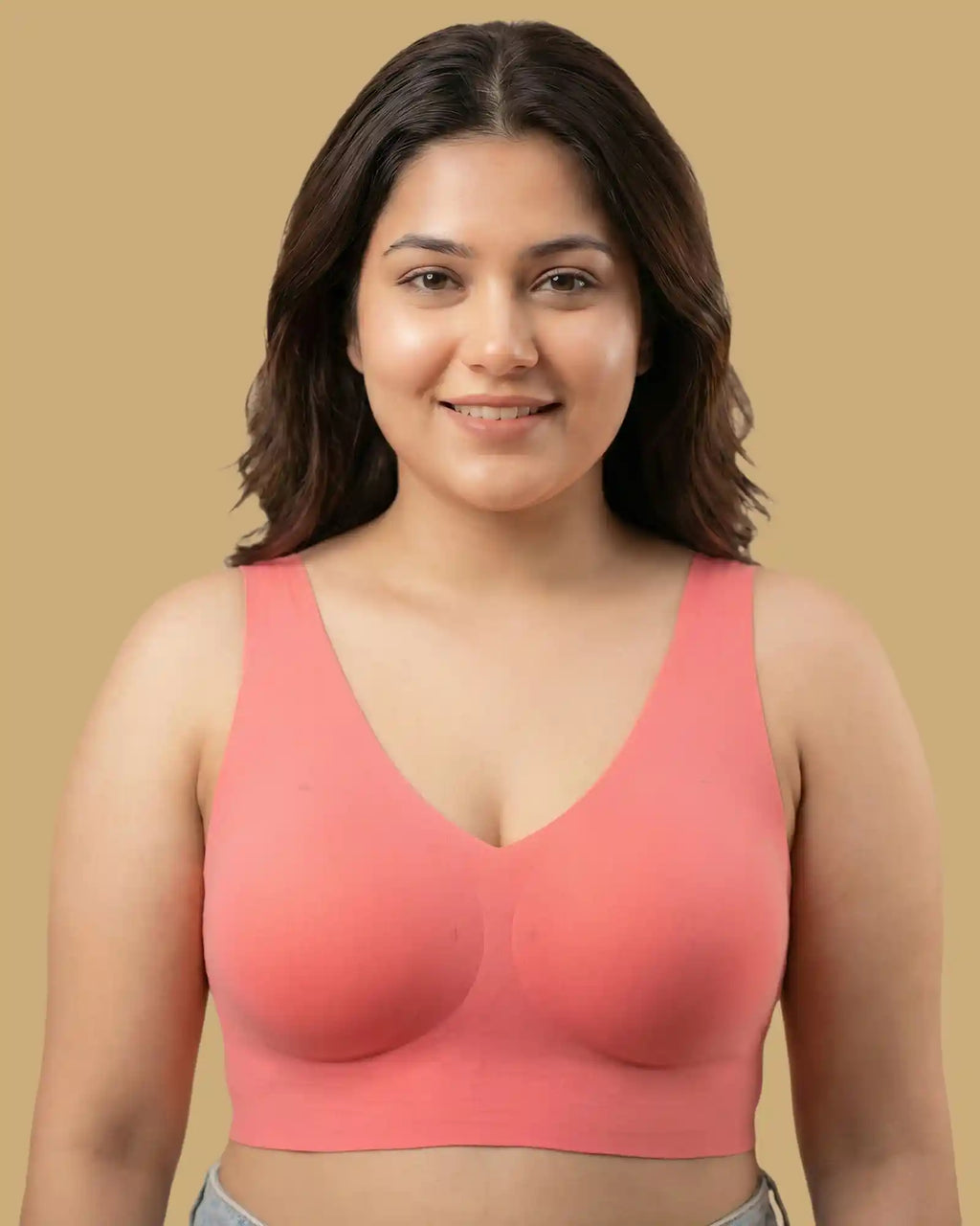 Cotton Padded Full Coverage Bonded Bra (SB-938-Coral)
