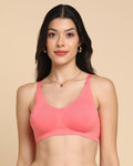 Swanz  Bonded Breathable Cotton Padded Full-Coverage Bra (SB-938-Coral)