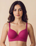 Cotton Non-wired Maximiser Push-Up Bonded Bra (Level-2 Padding) with 3/4th Coverage (SB-97015) (Wine)