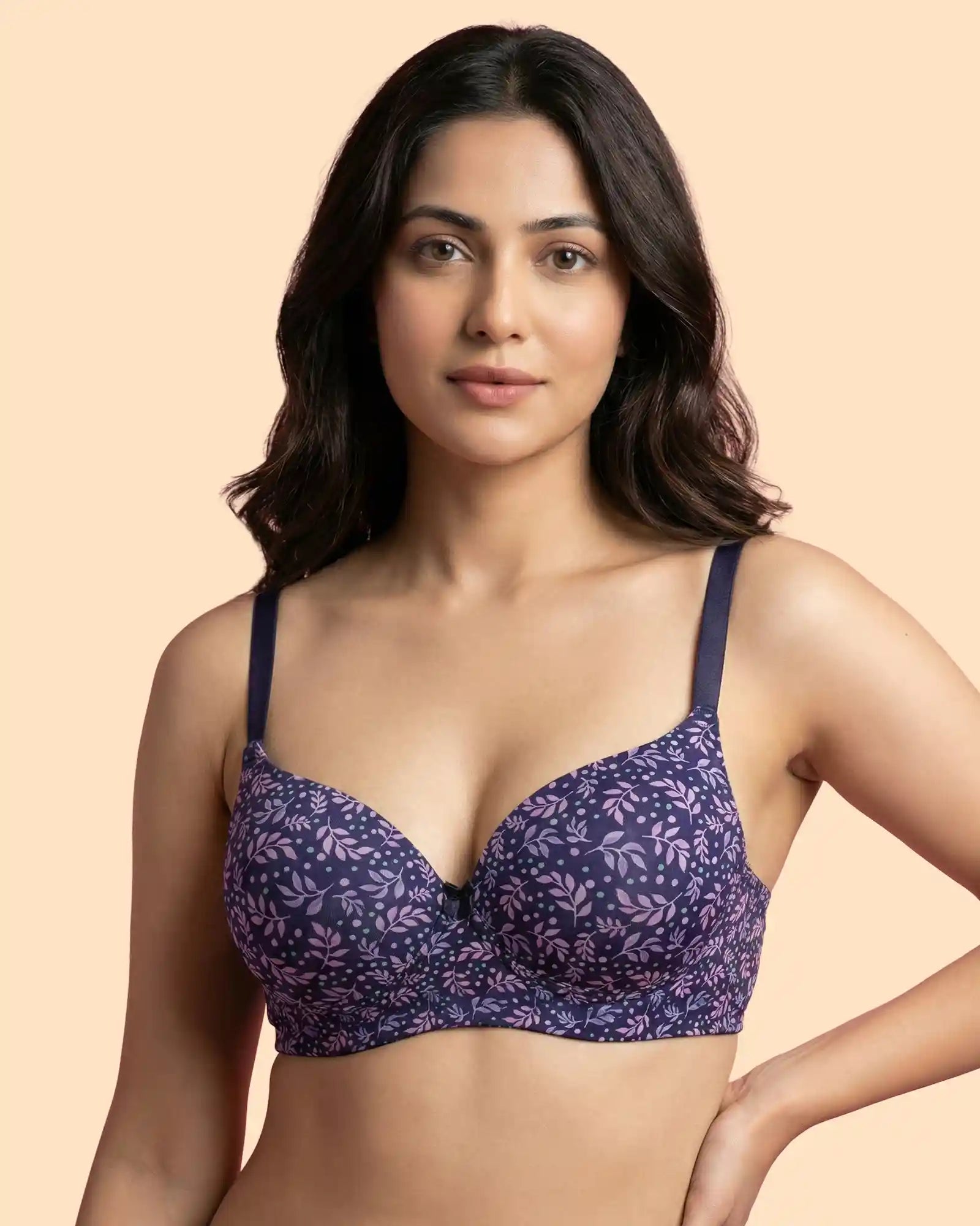Printed Polyamide Bonded Maximiser Bra (Level-2 Padding) with 3/4th Coverage (TW-SB-51754)