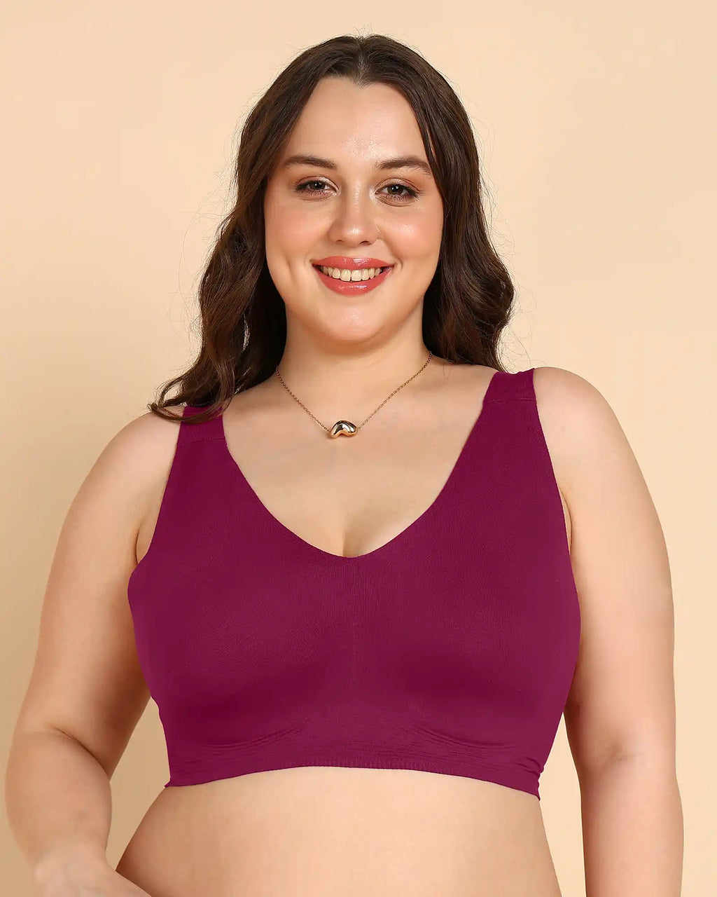 Swanz  Bonded Breathable Cotton Non-Padded Full-Coverage Bra with Hidden Concealer (SB-935-Wine)