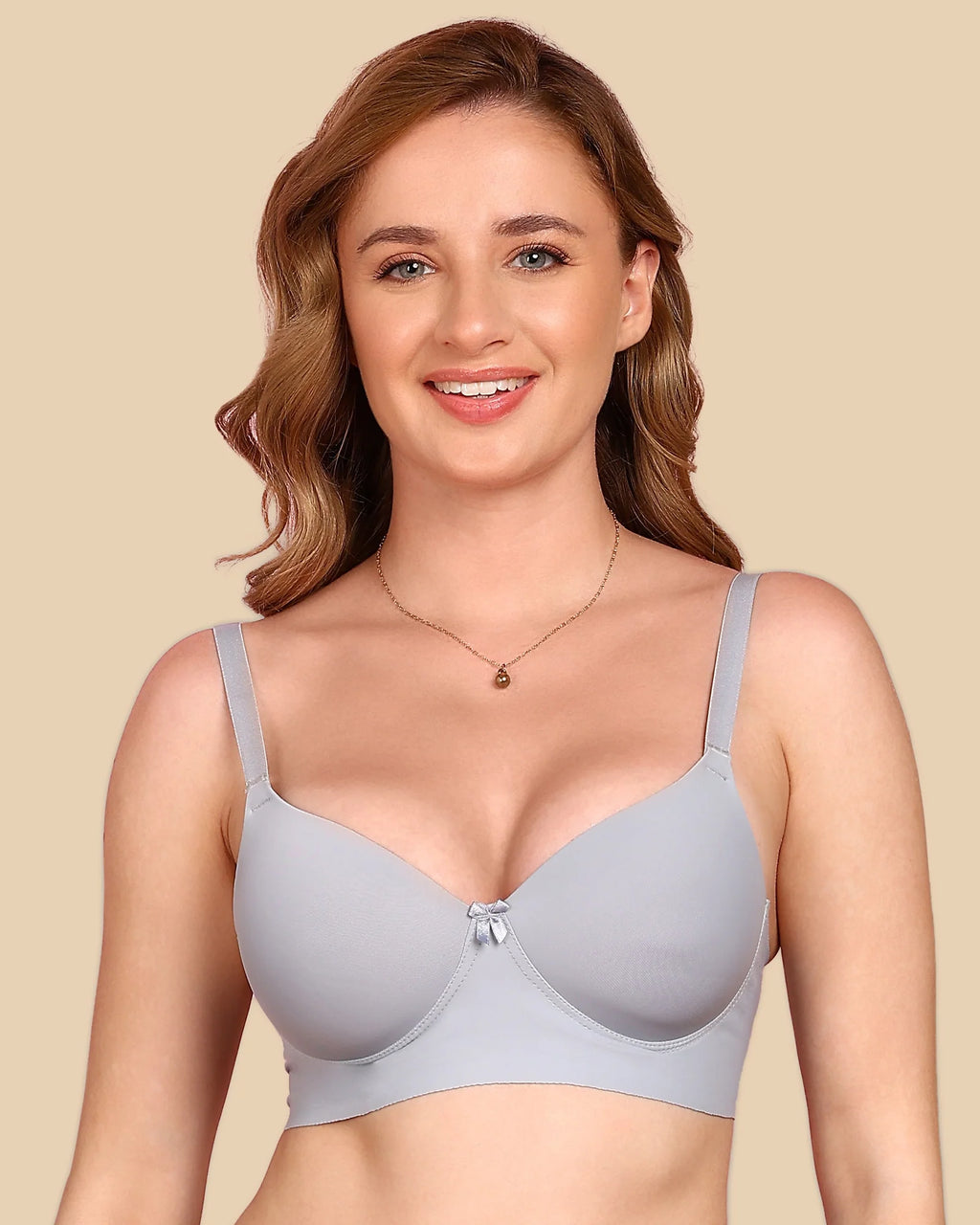 Swanz  Bonded Polyamide Lightly Padded Bra (Level 1 Padding) (SB-95991) (Grey)