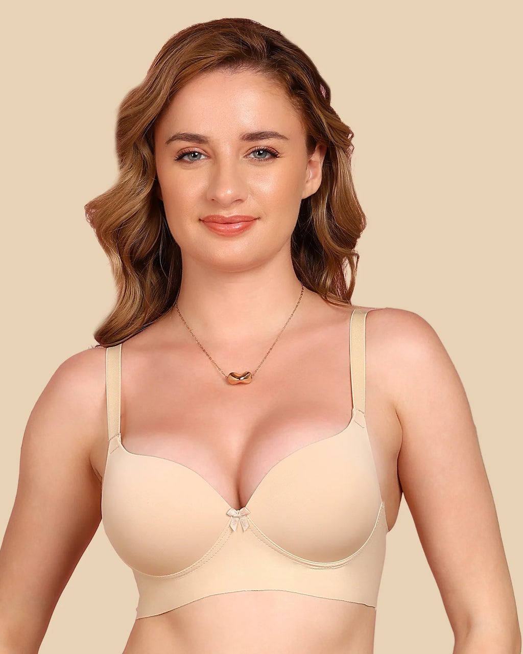 Swanz  Bonded Polyamide Push-Up 3/4 Coverage Maximiser Bra (Level 2 Padding) (SB-95107) (Skin)