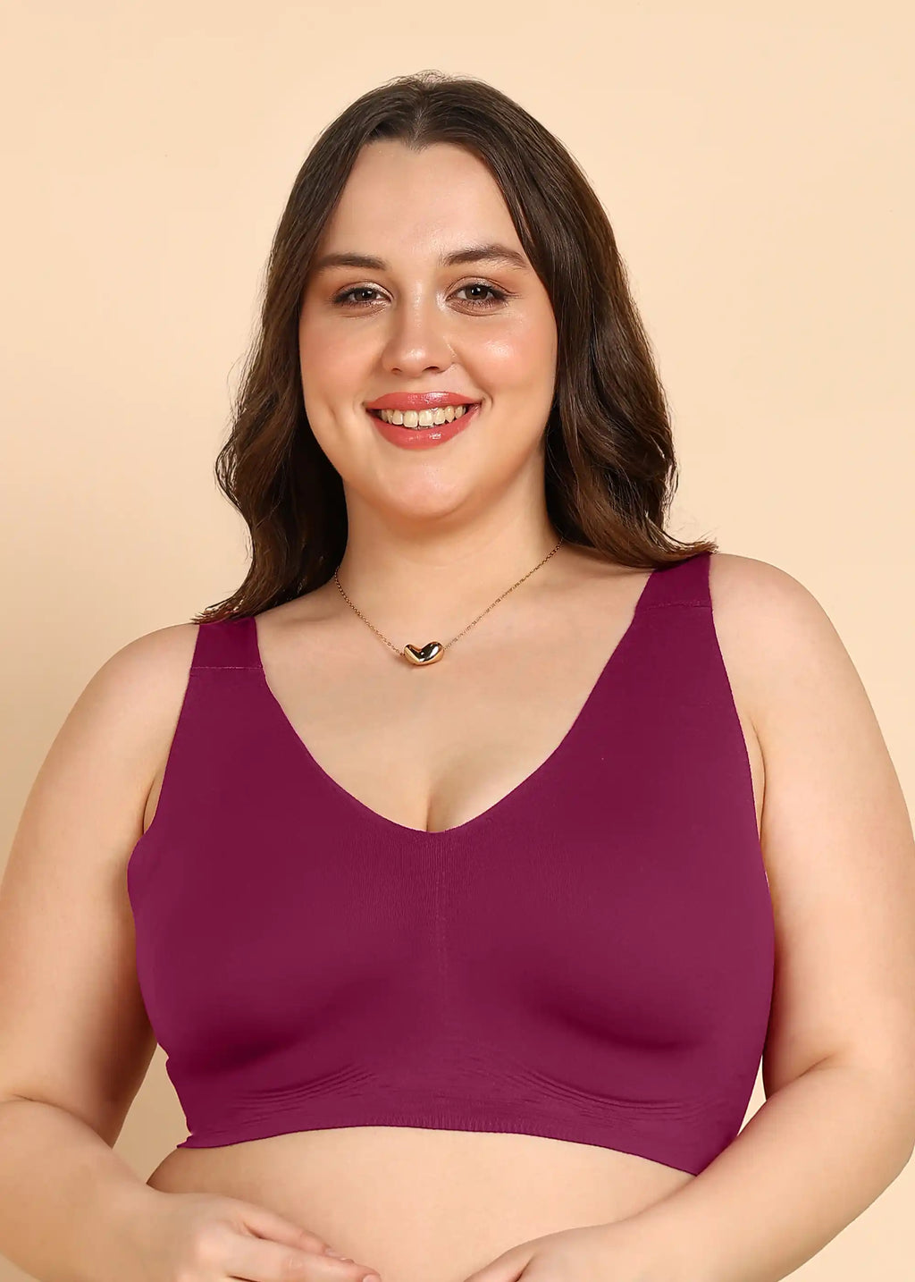 Swanz  Bonded Breathable Cotton Plus-Size Padded Full-Coverage Bra (SB-918-Wine)