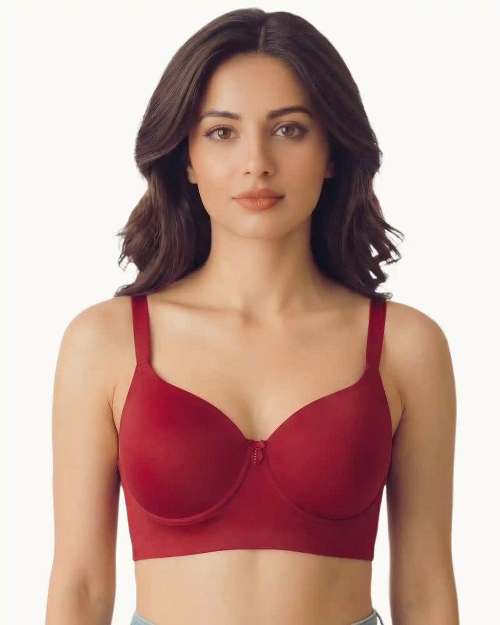 Cotton Non-wired Push-Up Bonded Bra (Level-3 Padding) with 3/4th Coverage (SB-93510) (Red)