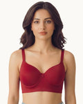 Cotton Non-wired Push-Up Bonded Bra (Level-3 Padding) with 3/4th Coverage (SB-93510) (Red)