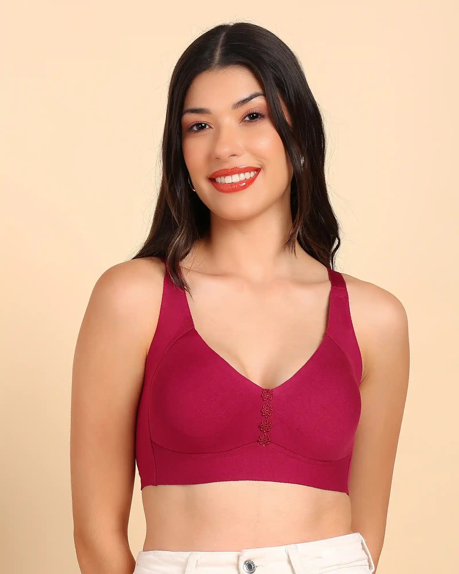 Swanz  Bonded Breathable Cotton Plus-Size Non-Padded M-Frame Minimiser with Hidden Concealer (SB-9303)
