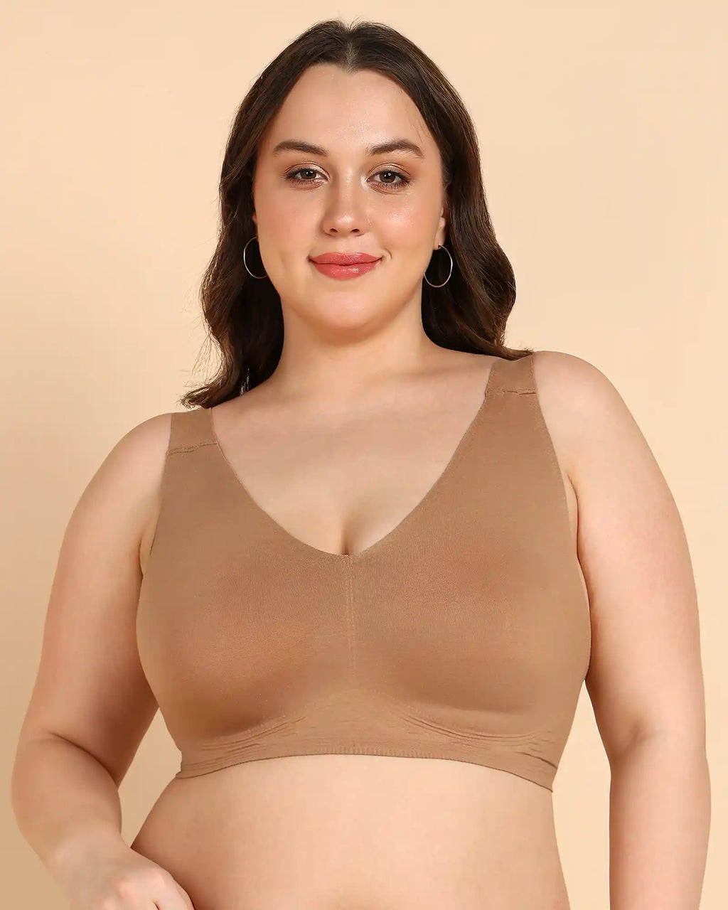 Swanz  Bonded Breathable Cotton Non-Padded Full-Coverage Bra with Hidden Concealer (SB-935-Fawn)