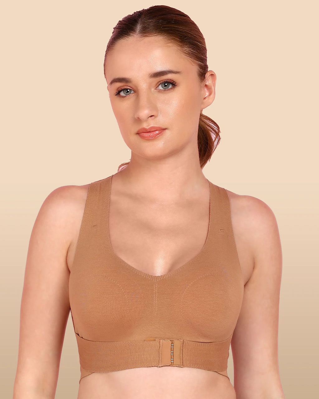 Swanz  Bonded Breathable Cotton Non-Padded Gym Bra with Posture Support (TW-SB-995)