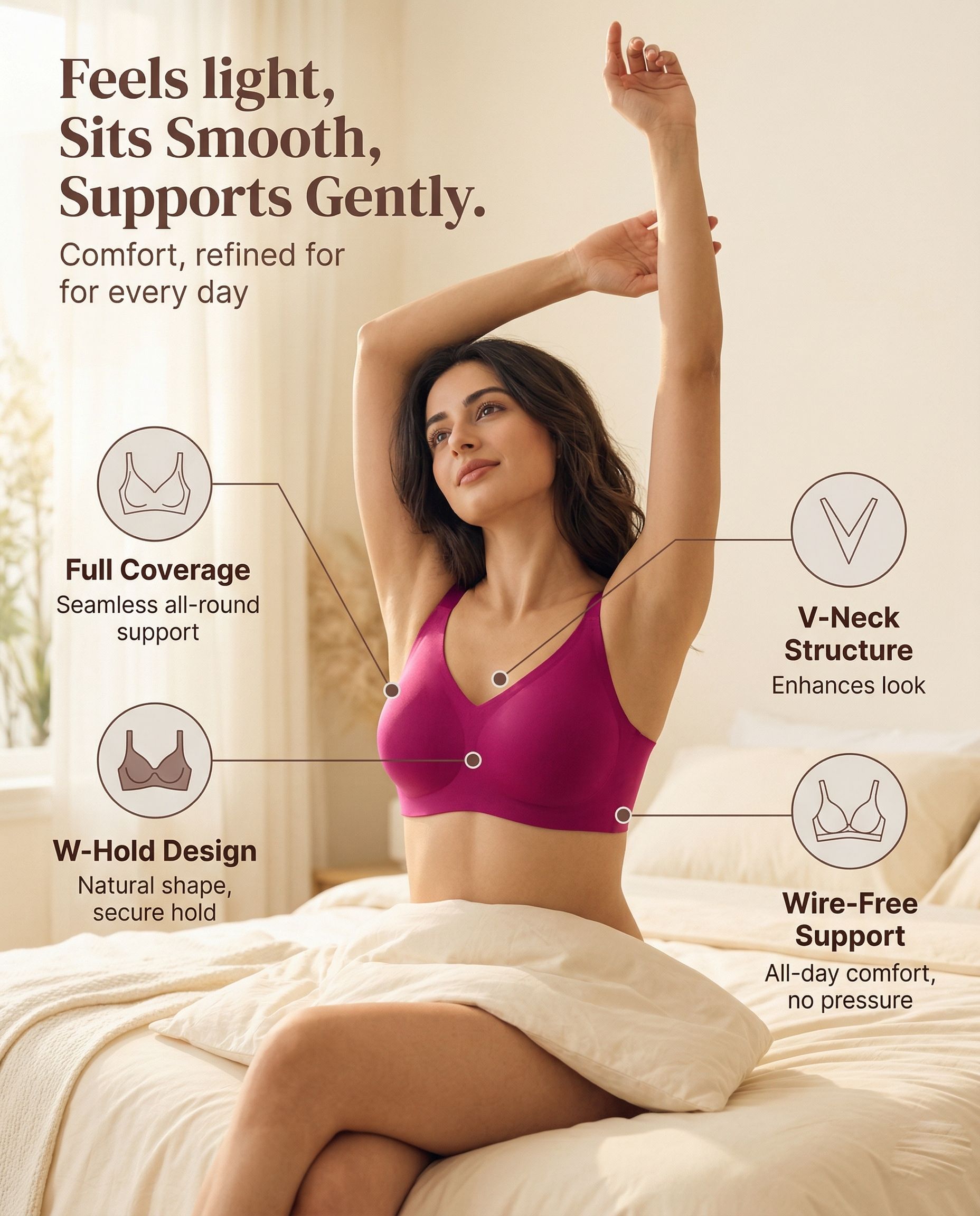 Cotton Padded Full Coverage Bonded Bra (SB-938-Wine)