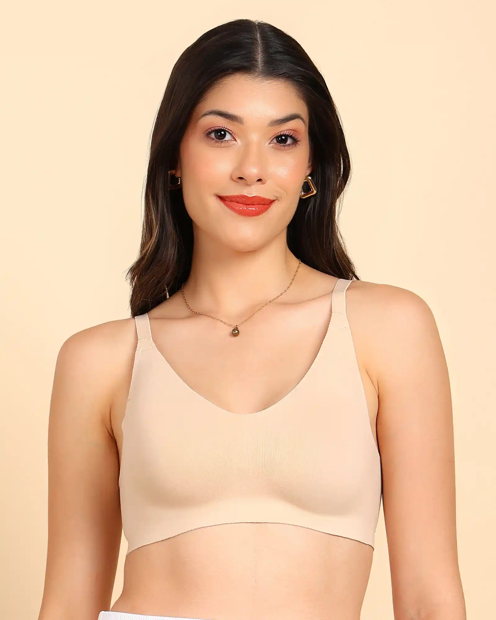 Swanz  Bonded Breathable Cotton Non-Padded Full-Coverage Bra with Hidden Concealer (SB-935-Skin)