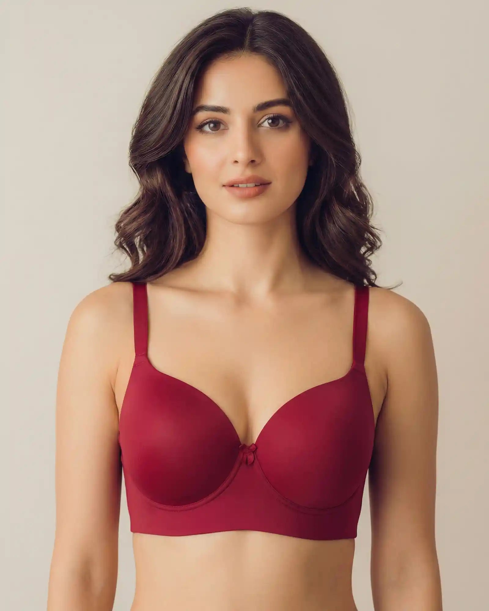 Everyday Lightly Padded Non-Wired Polyamide Bonded Bra (TW-95991 Maroon)