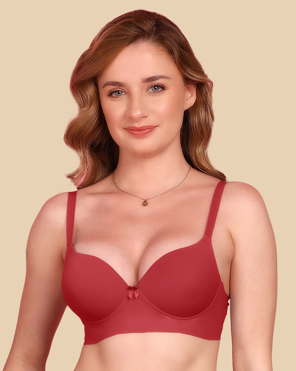 Swanz  Bonded Polyamide Push-Up 3/4 Coverage Maximiser Bra (Level 2 Padding) (SB-95107) (Maroon)