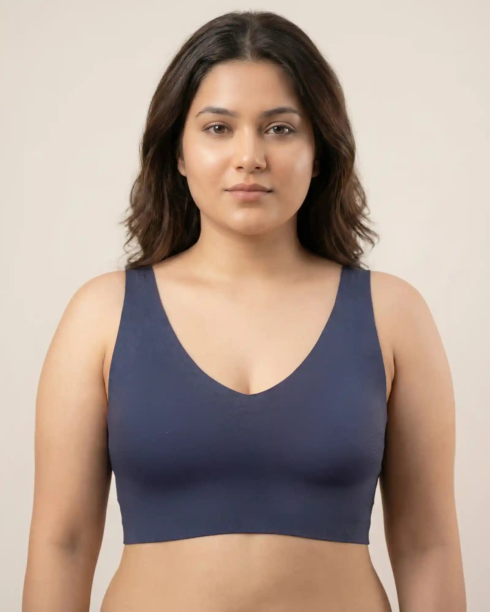 Cotton Non-Padded Full Coverage Bonded Bra (SB-935-Navy)