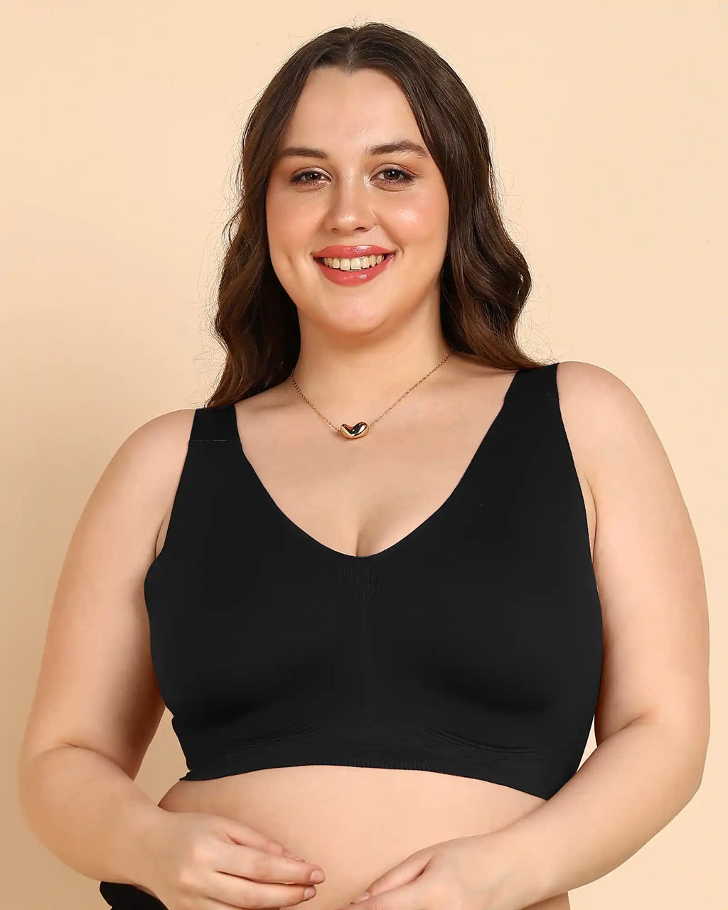 Swanz  Bonded Breathable Cotton Plus-Size Padded Full-Coverage Bra (SB-918-Black)