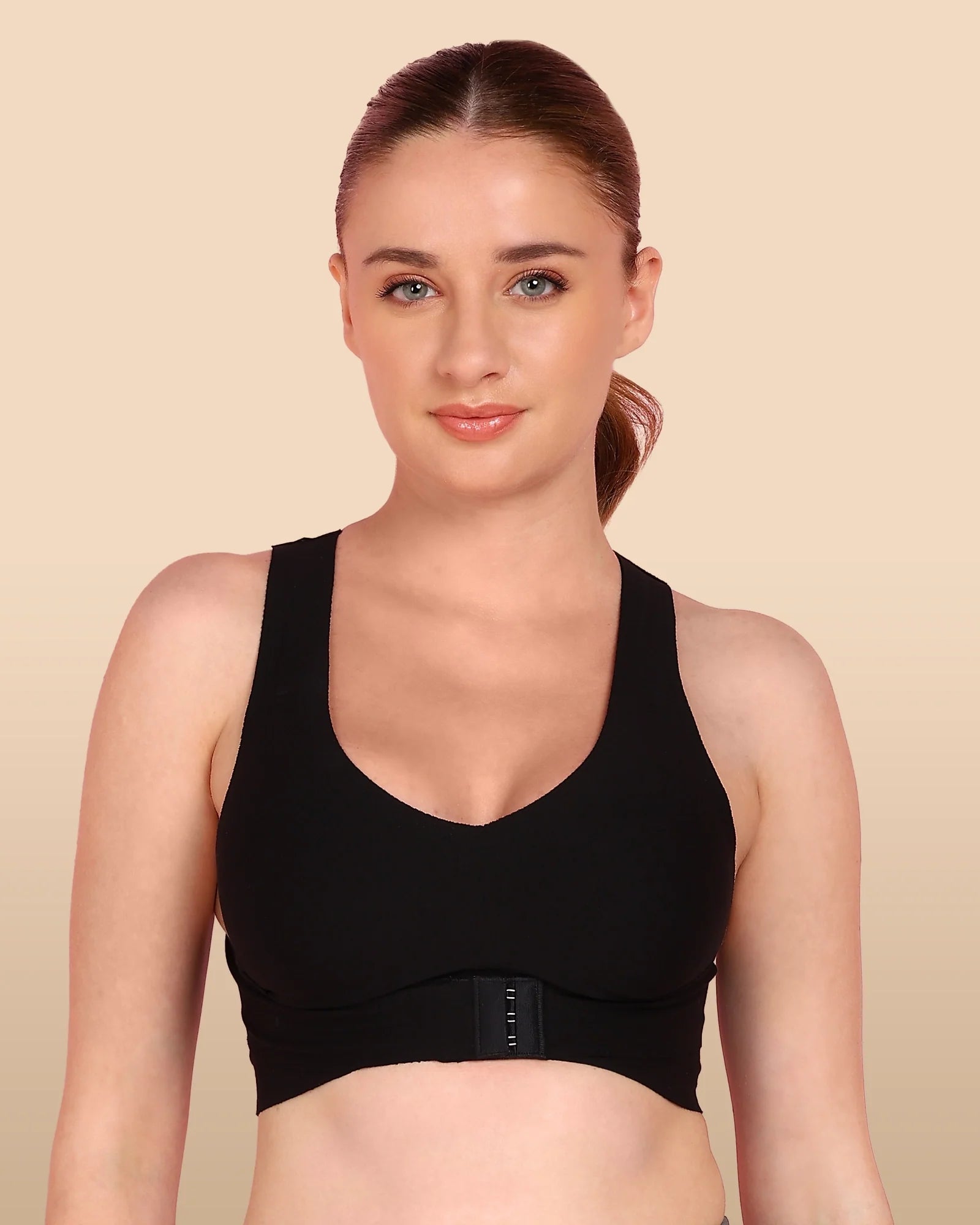 Swanz  Bonded Breathable Cotton Non-Padded Gym Bra with Posture Support (TW-SB-995)