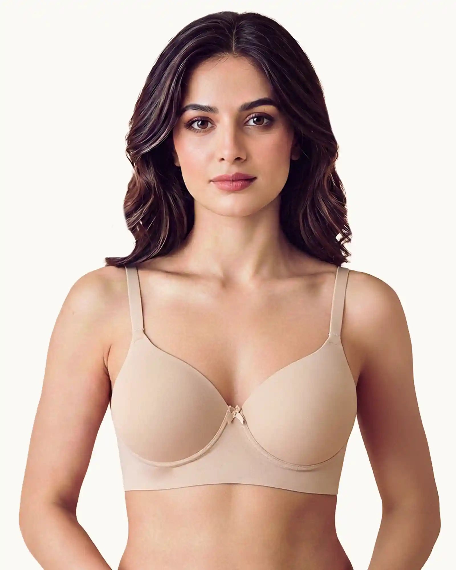 Cotton Non-wired Push-Up Bonded Bra (Level-3 Padding) with 3/4th Coverage (SB-93510) (Skin)