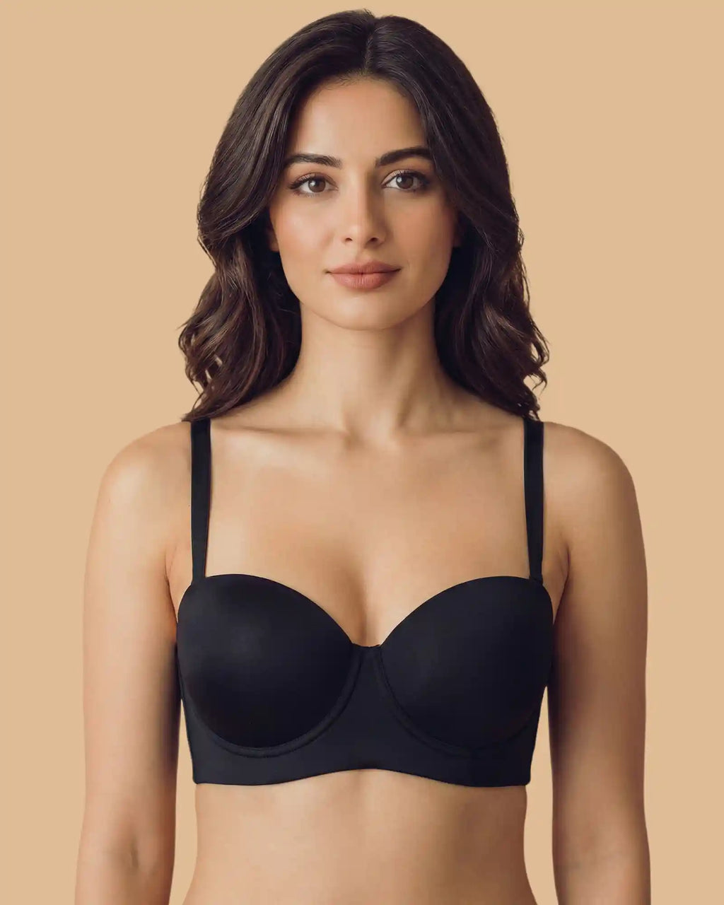 Cotton Padded Demi-Cup Bonded Bra (SB-91012)(Black)