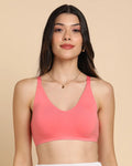 Swanz  Bonded Breathable Cotton Non-Padded Full-Coverage Bra with Hidden Concealer (SB-935-Coral)