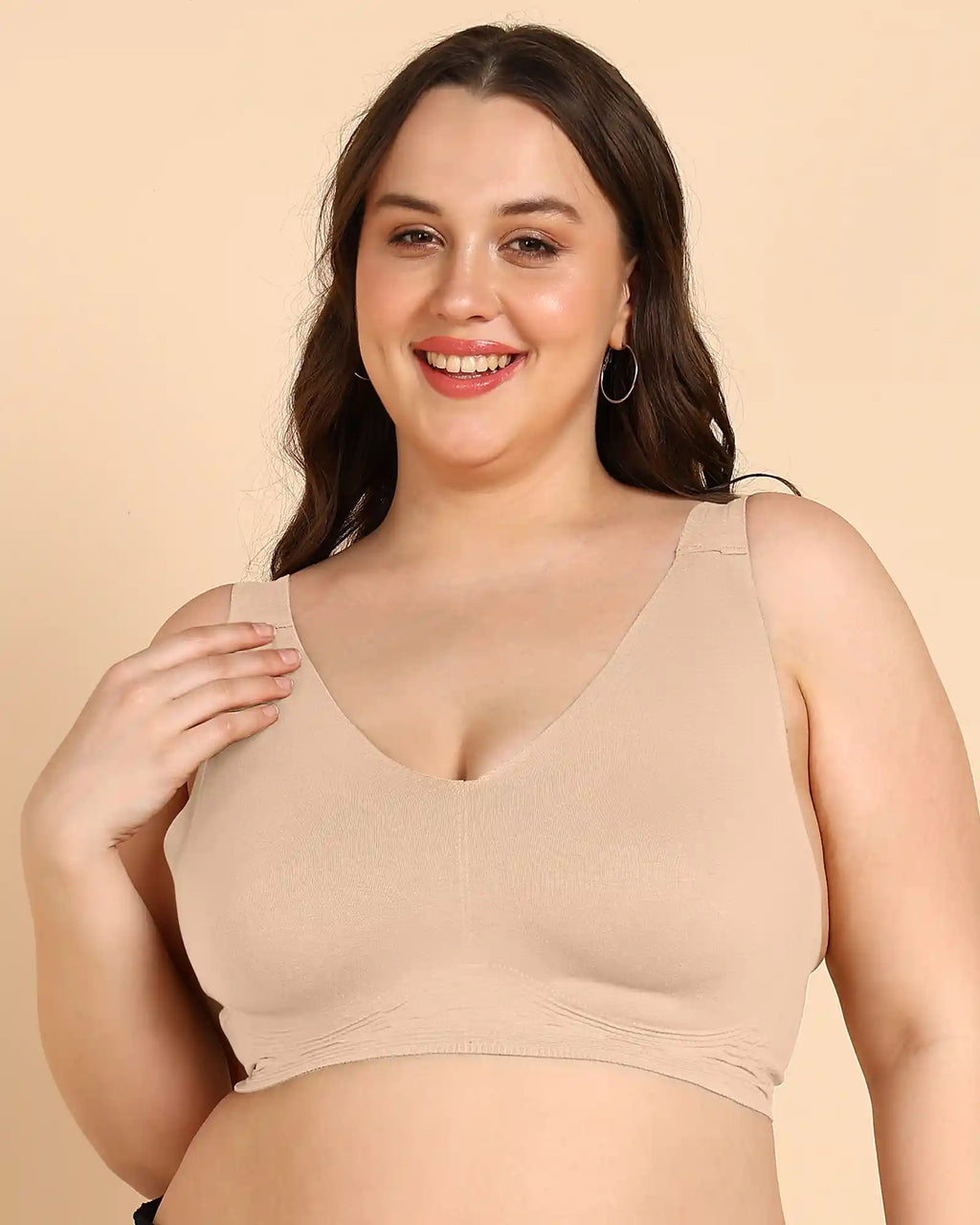 Swanz  Bonded Breathable Cotton Plus-Size Full-Coverage Bra with Hidden Concealer (SB-915-Skin)