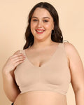 Swanz  Bonded Breathable Cotton Plus-Size Full-Coverage Bra with Hidden Concealer (SB-915-Skin)