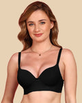 Swanz  Bonded Polyamide Push-Up 3/4 Coverage Maximiser Bra (Level 2 Padding) (SB-95107) (Black)