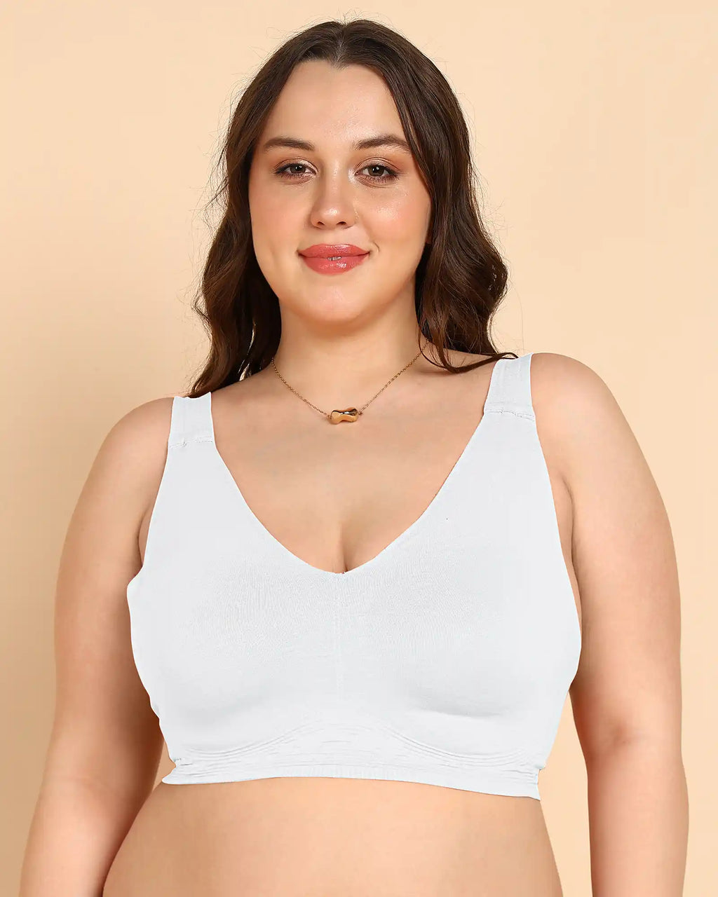 Swanz  Bonded Breathable Cotton Plus-Size Full-Coverage Bra with Hidden Concealer (SB-915-White)