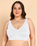 Swanz  Bonded Breathable Cotton Plus-Size Full-Coverage Bra with Hidden Concealer (SB-915-White)