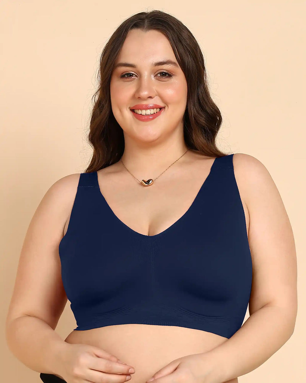 Swanz  Bonded Breathable Cotton Padded Full-Coverage Bra (SB-938-Navy)
