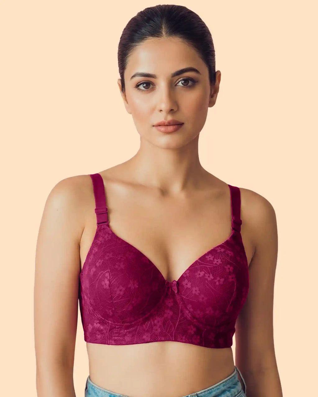 Cotton Padded Bonded Lace Bra  (TW-SB-58011)