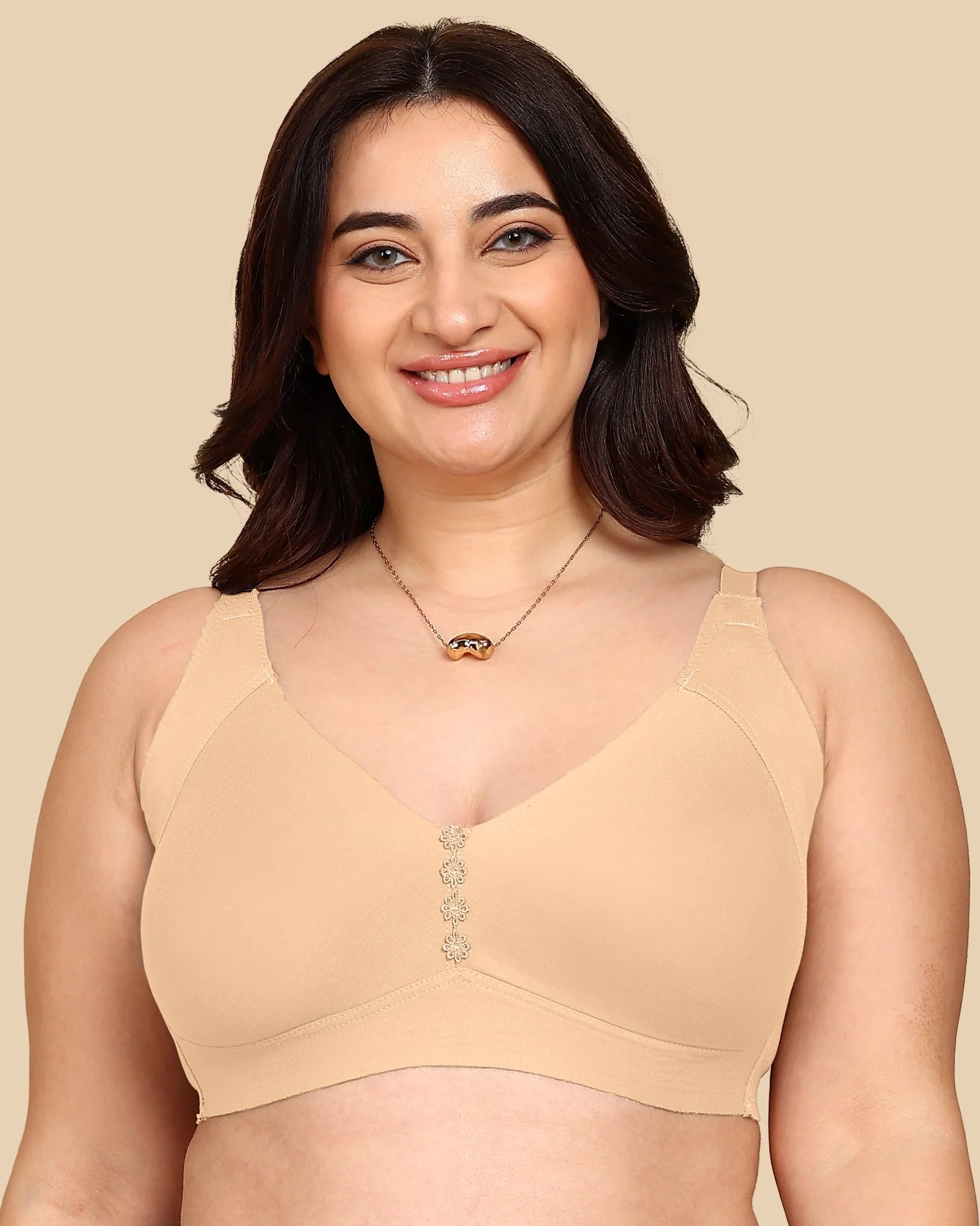 Swanz  Bonded Breathable Cotton Plus-Size Non-Padded M-Frame Minimiser with Hidden Concealer (SB-9303)