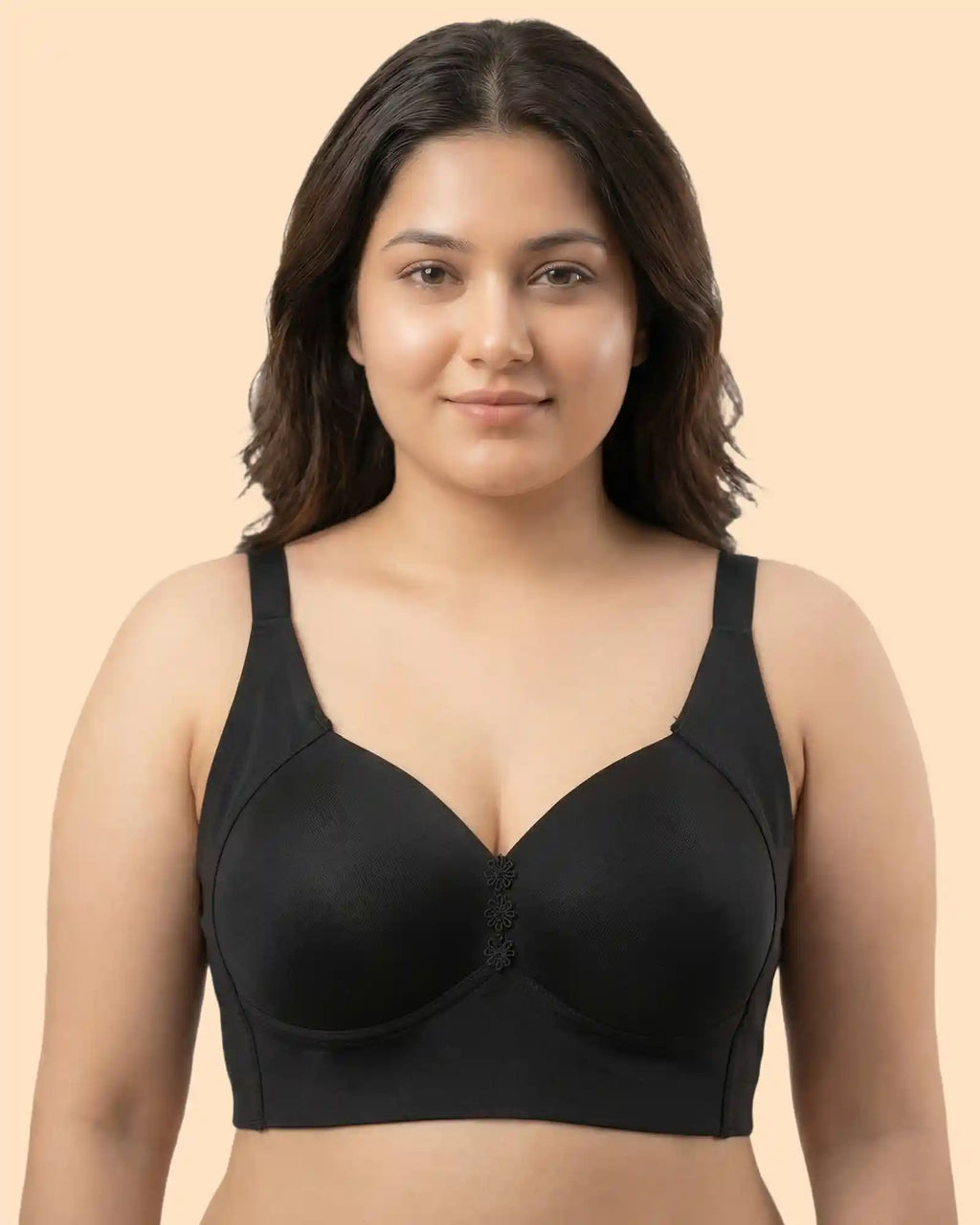 Cotton Padded Plus-Size M-Frame Minimiser Bonded Bra (SB-9203)(Black)