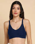 Swanz  Bonded Breathable Cotton Padded Full-Coverage Bra (SB-938-Navy)