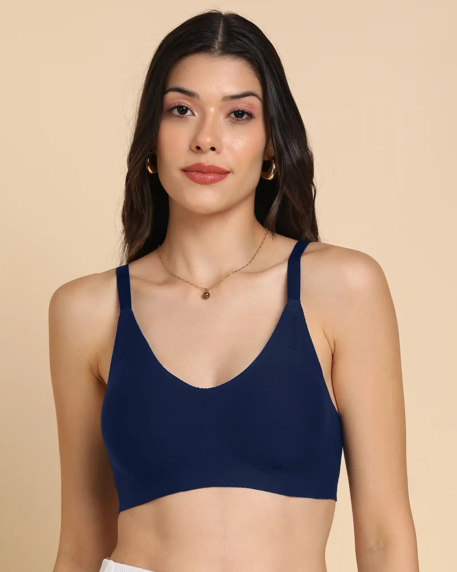 Swanz  Bonded Breathable Cotton Padded Full-Coverage Bra (SB-938-Navy)