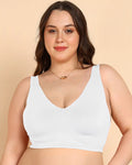 Swanz  Bonded Breathable Cotton Plus-Size Padded Full-Coverage Bra (SB-918-White)