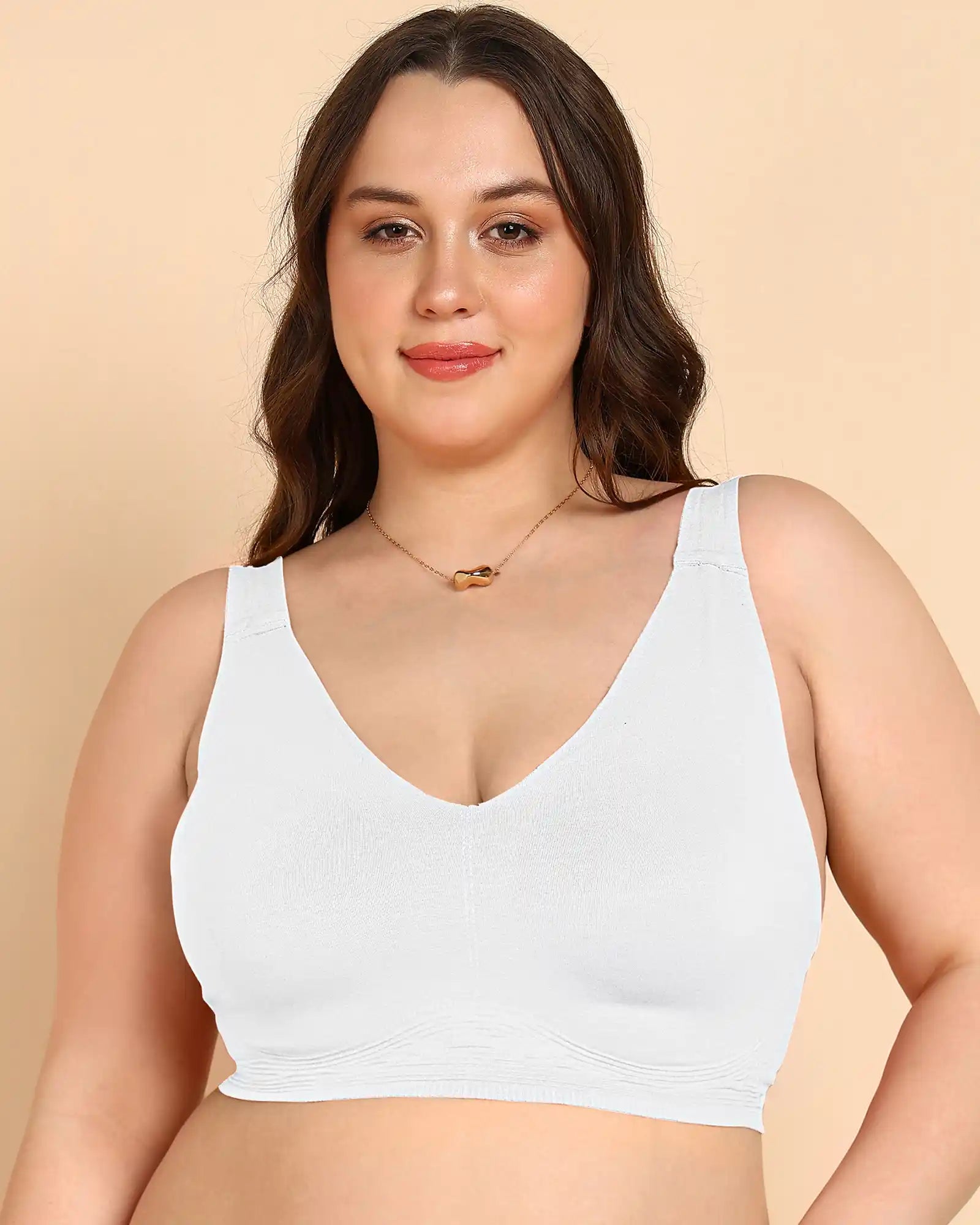Swanz  Bonded Breathable Cotton Plus-Size Padded Full-Coverage Bra (SB-918-White)