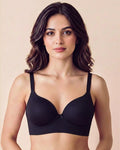 Cotton Non-wired Maximiser Push-Up Bonded Bra (Level-2 Padding) with 3/4th Coverage (SB-97015) (Black)