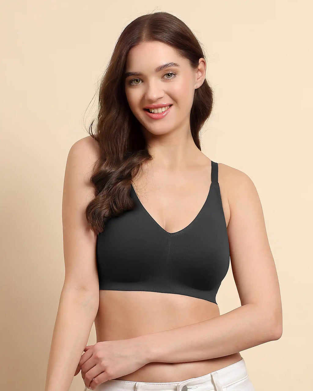 Swanz  Bonded Breathable Cotton Non-Padded Full-Coverage Bra with Hidden Concealer (SB-935)