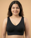 Cotton Non-Padded Plus-Size Bonded Bra with Hidden Concealer (SB-915-Black)