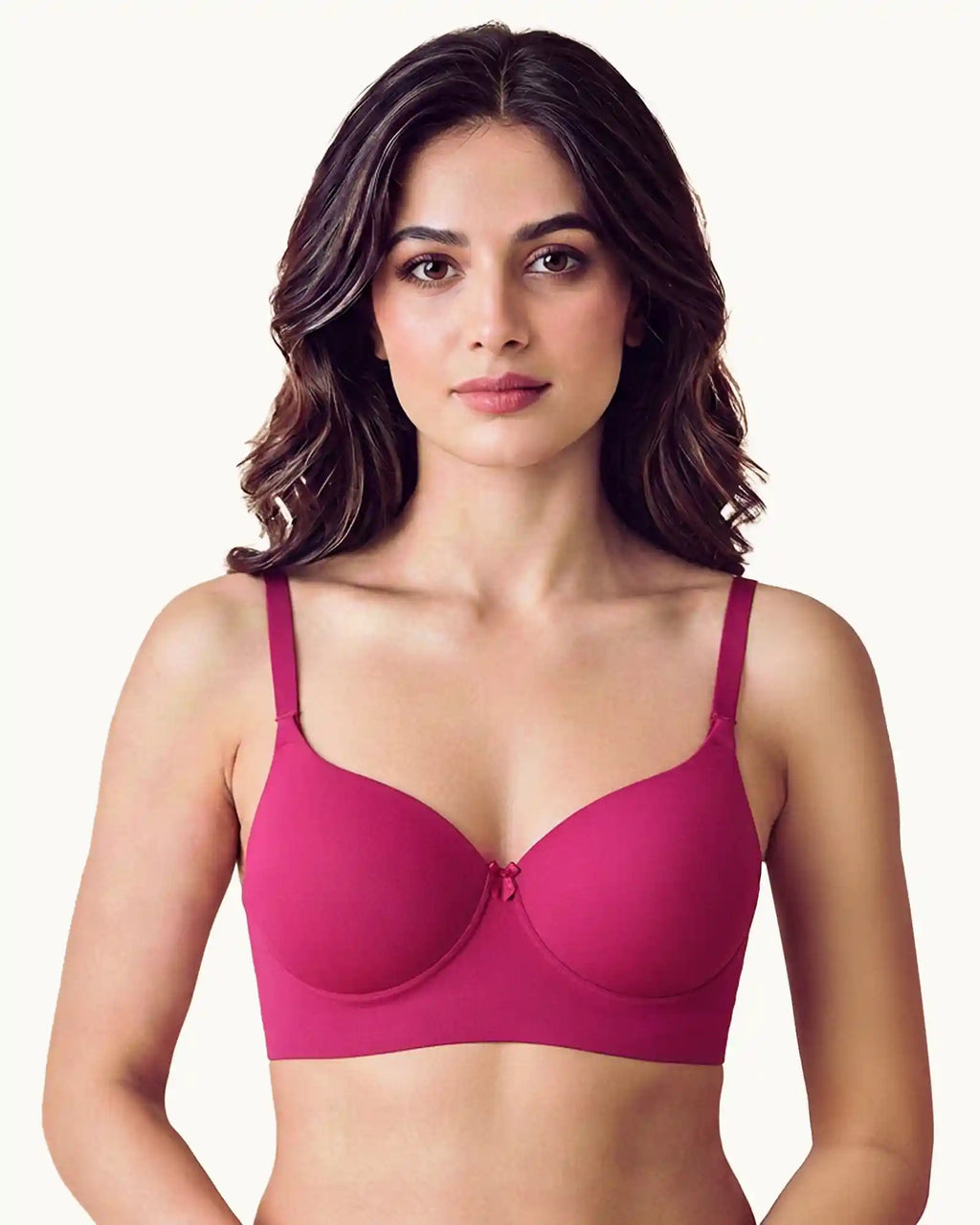 Cotton Non-wired Push-Up Bonded Bra (Level-3 Padding) with 3/4th Coverage (SB-93510)(Wine)