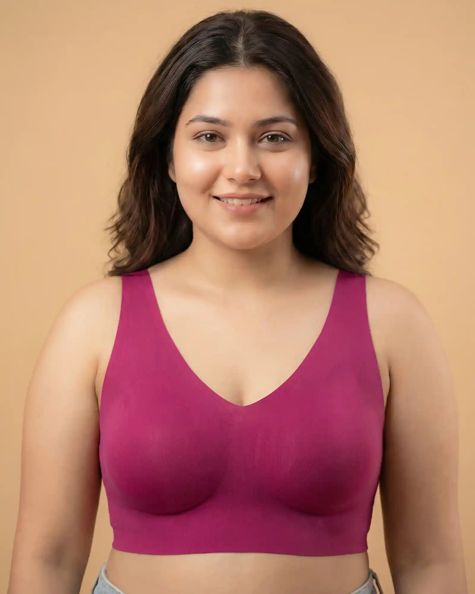 Cotton Non-Padded Full Coverage Bonded Bra (SB-935-Wine)