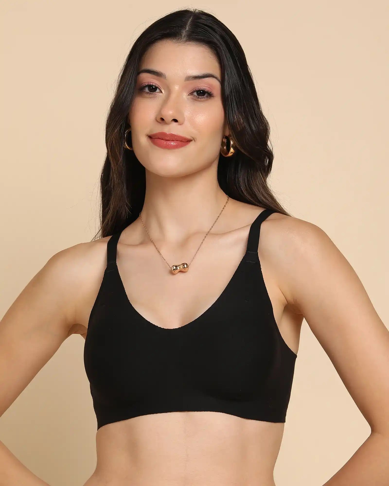 Swanz  Bonded Breathable Cotton Padded Full-Coverage Bra (SB-938-Black)