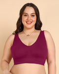 Swanz  Bonded Breathable Cotton Plus-Size Full-Coverage Bra with Hidden Concealer (SB-915-Wine)